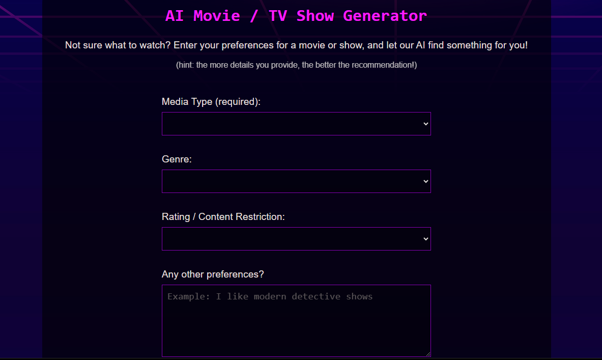 ai movie / tv show generator